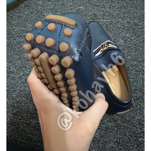 Authentic Louis Vuitton Hockenheim Loafers Leather Navy Blue Size 7 Mens - Picture 5 of 9